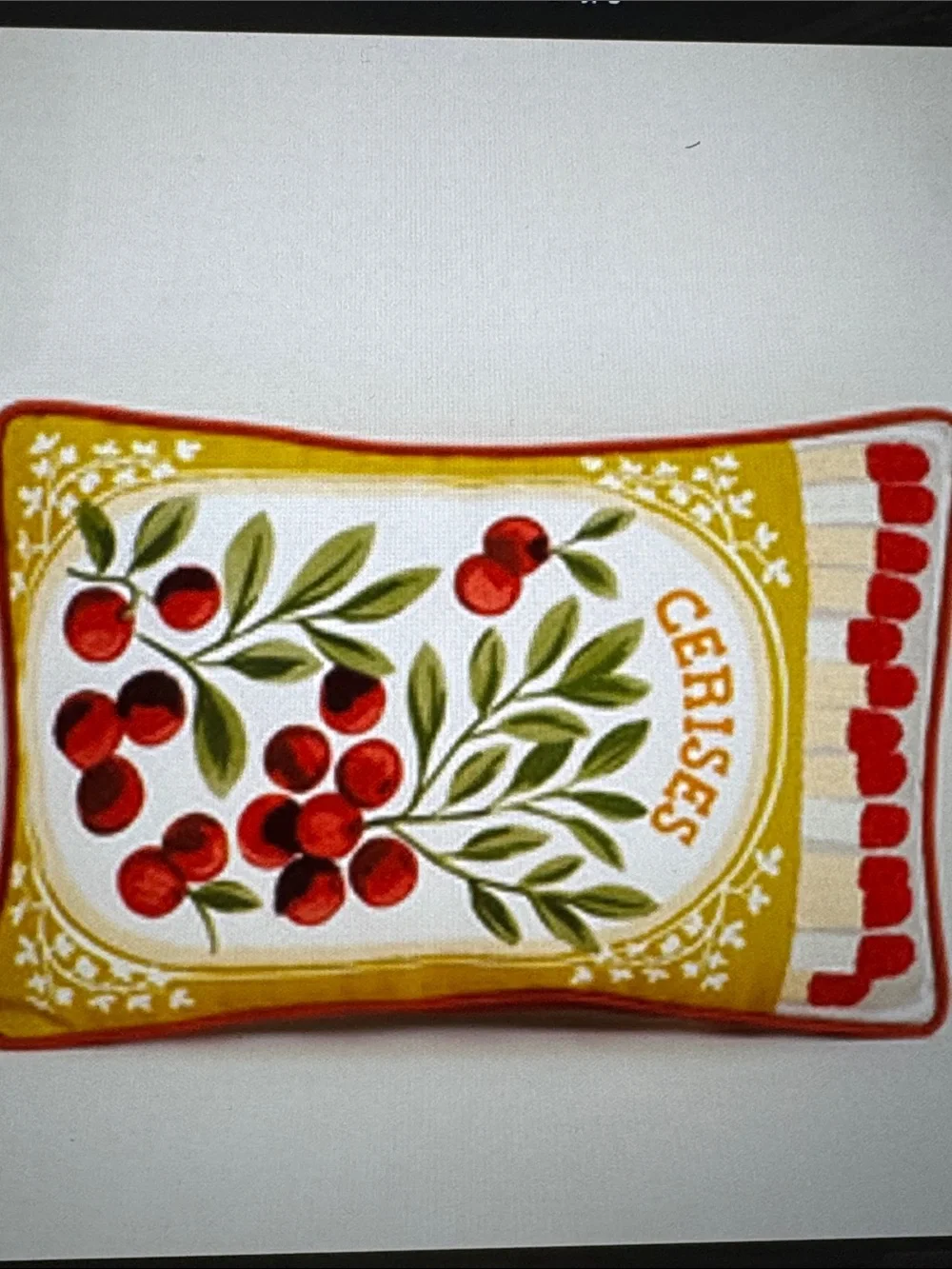 Anthropologie Les Fruits Cotton Embroidered Pillow
